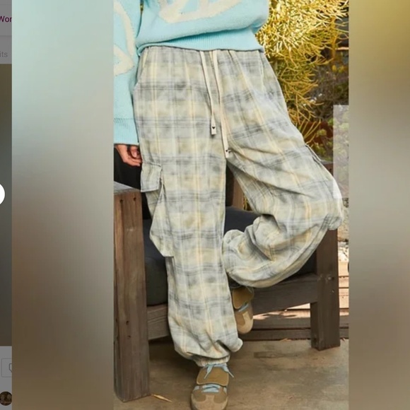 POL “ Selena 2 “ POL Cargo Plaid Joggers 60 - Picture 1 of 5